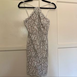 Lulus Size Small Dress Black And White Floral/Lace